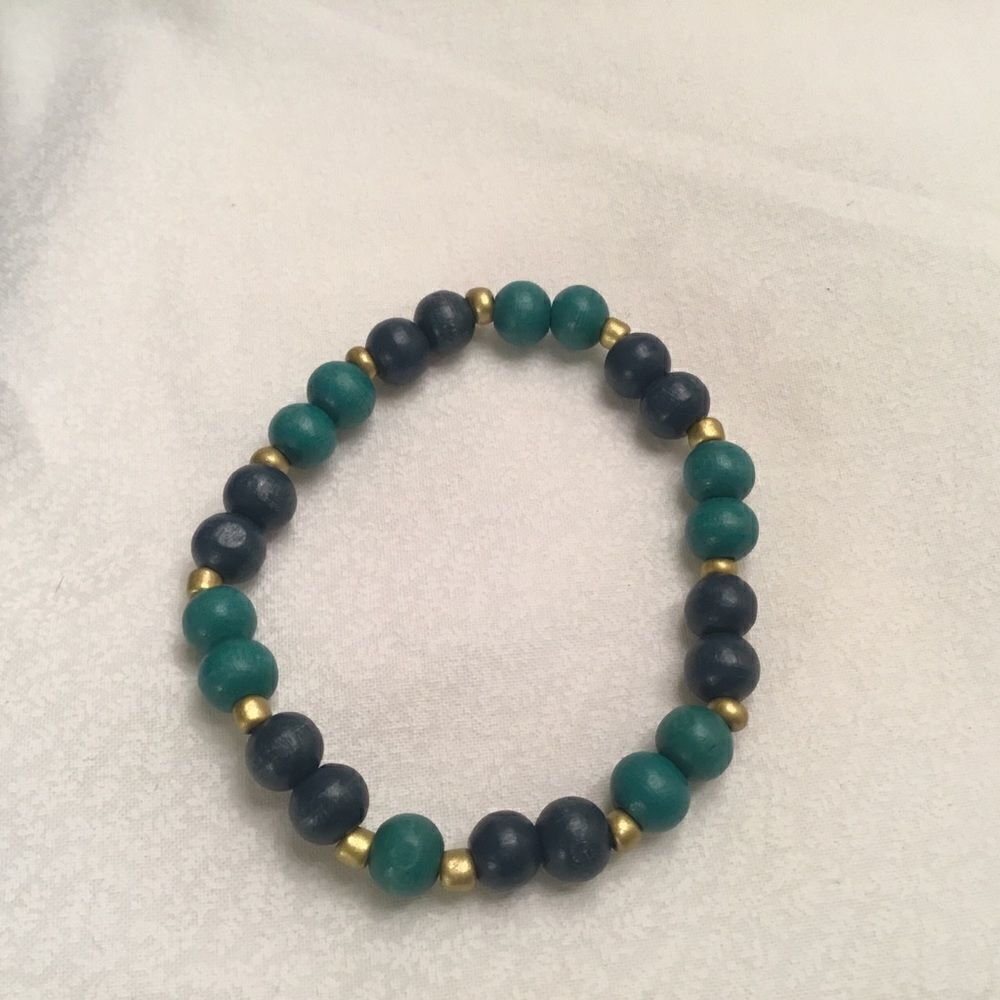 Two Shades of Blue Wooden Bracelet